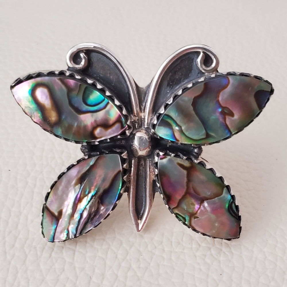 Abalone Sterling Butterfly Ring